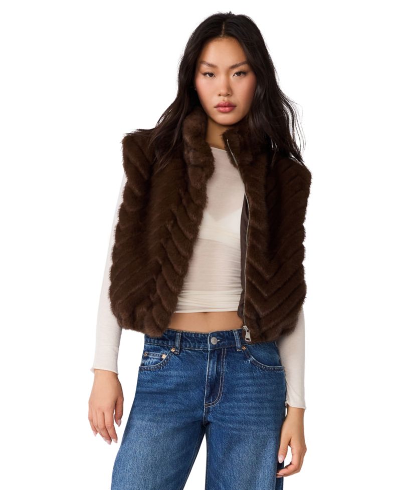 Women's Luxie Chevron-Patterned Faux Fur Vest