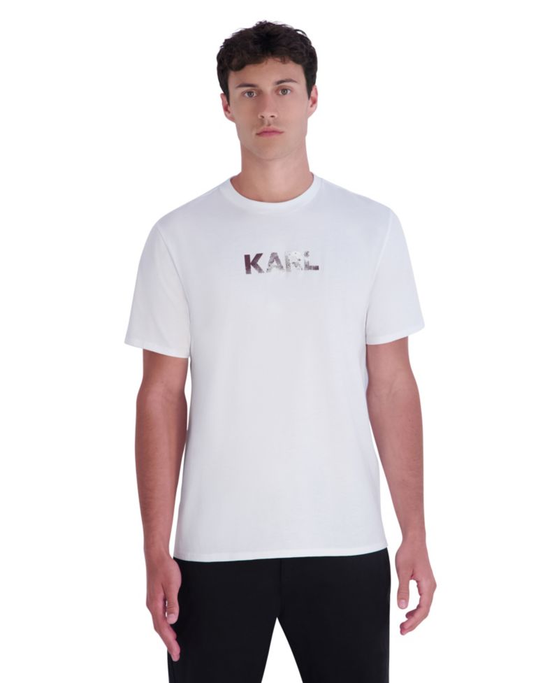 Men's Embossed Karl Crewneck Modern-Fit T-Shirt
