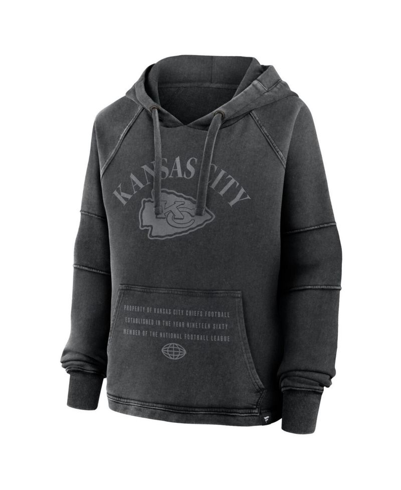 Women's Black Kansas City Chiefs Oversized Raglan Gridiron Hoodie
