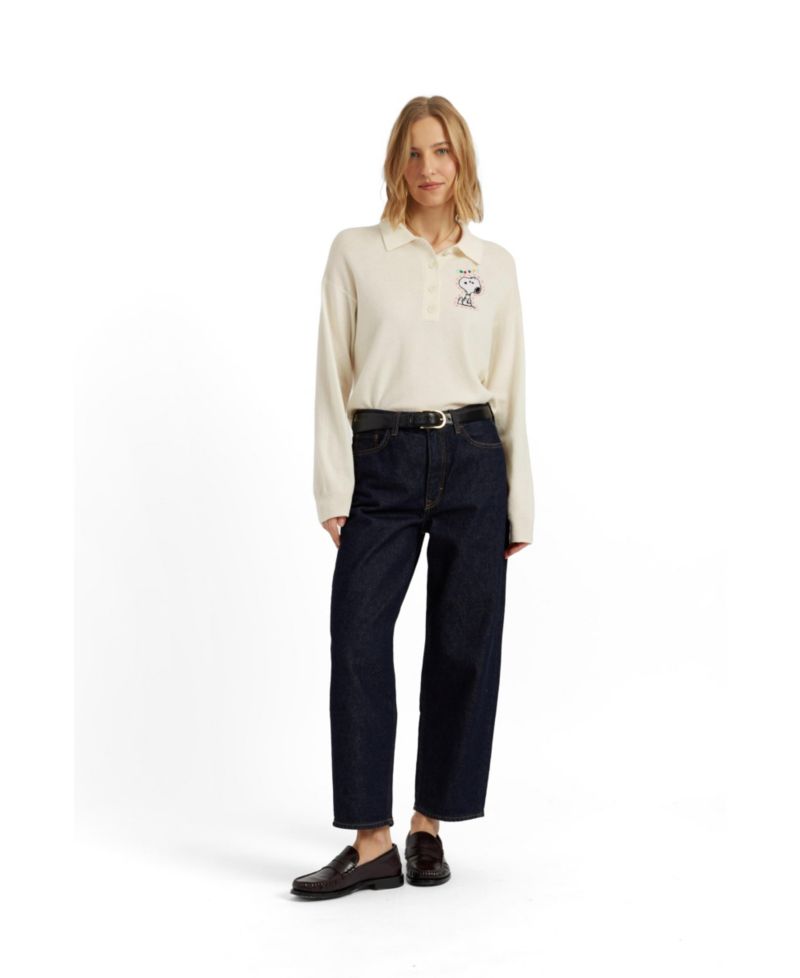Women's Wool-Cashmere Snoopy Polo Sweater