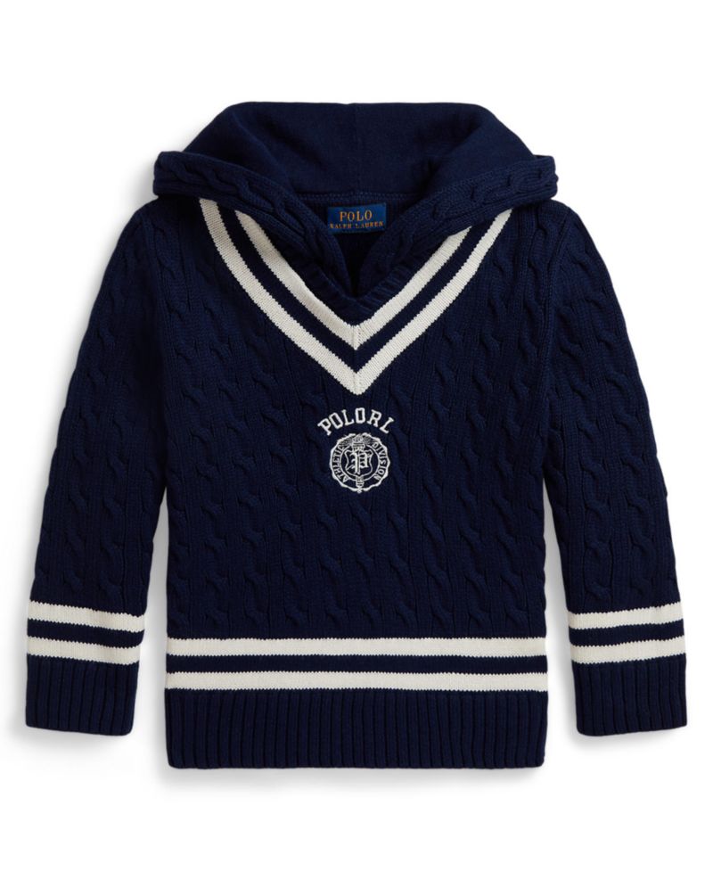 Boys' 2T-7 Cotton Hooded Cricket Sweater