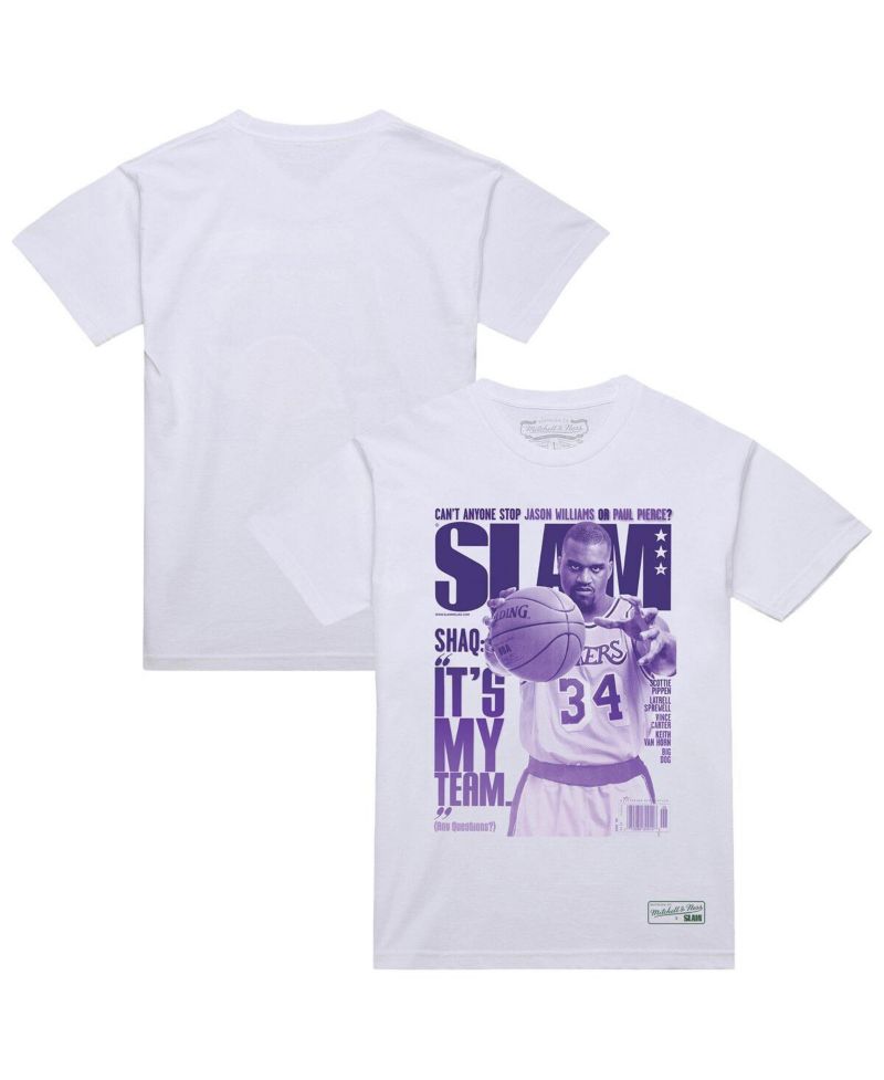 Men's Shaquille O'Neal White Los Angeles Lakers SLAM Gradient T-Shirt