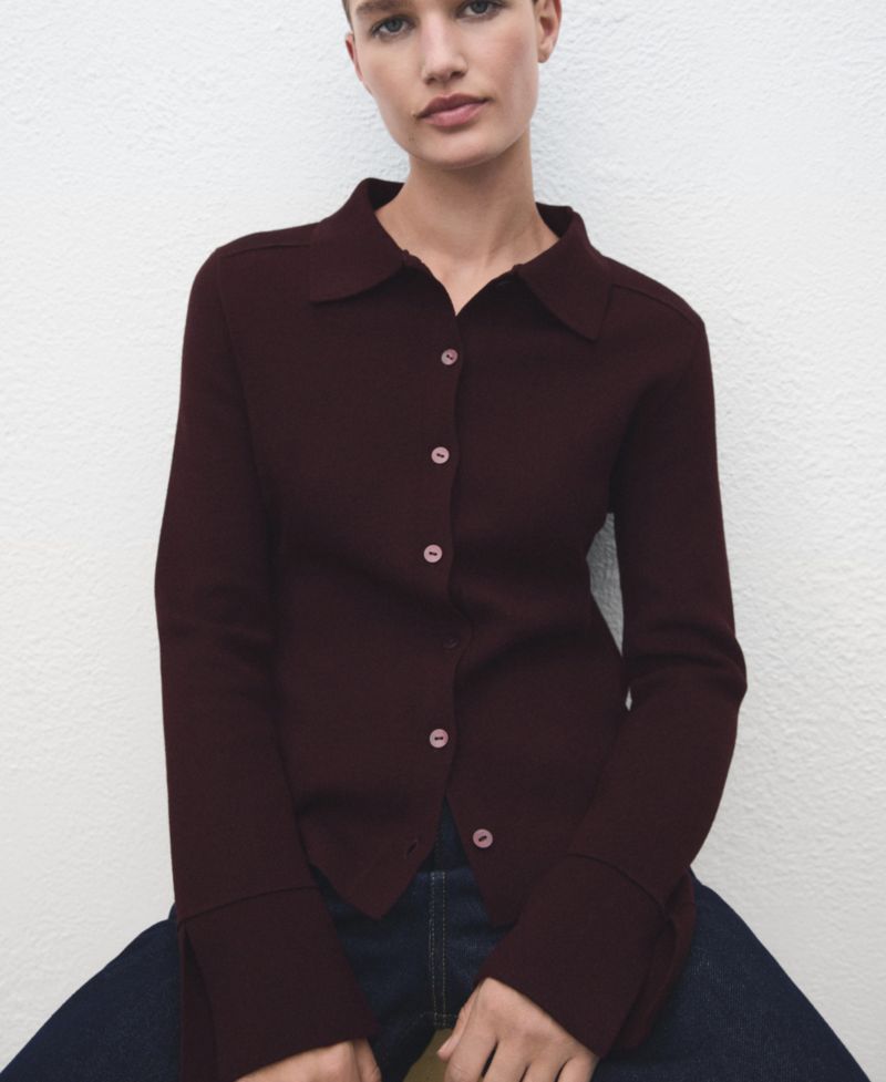 Women's Shirt Collar Cardigan Sweater