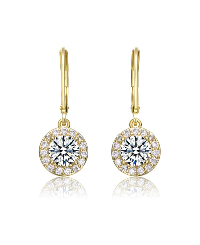 Elegant Halo Drop Dangle Leaver back Earrings