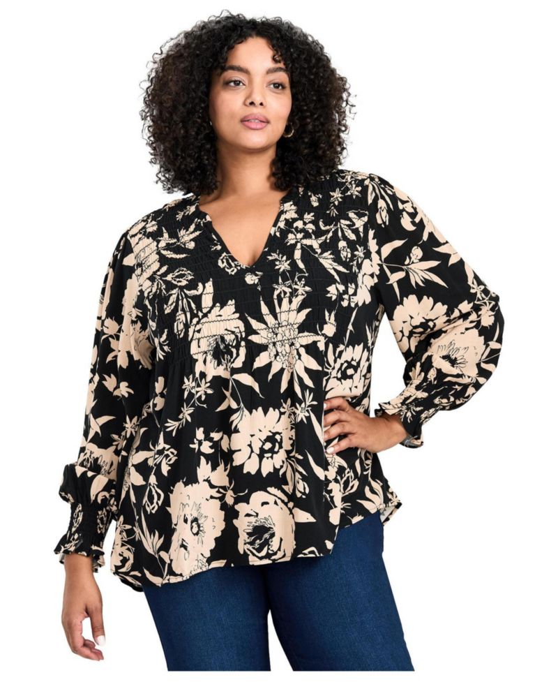 Women's Plus Size Marcie Shirred Detail Blouse Tops