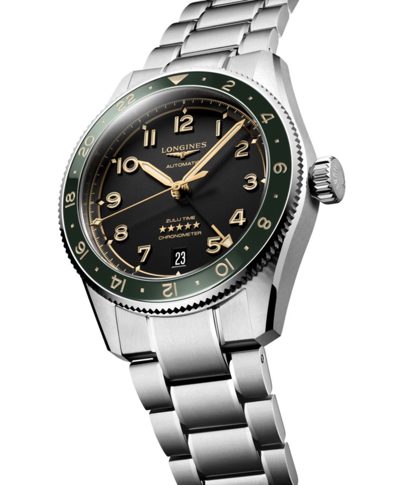 Men's Swiss Automatic Spirit Zulu Time Stainless Steel Bracelet Watch 39mm