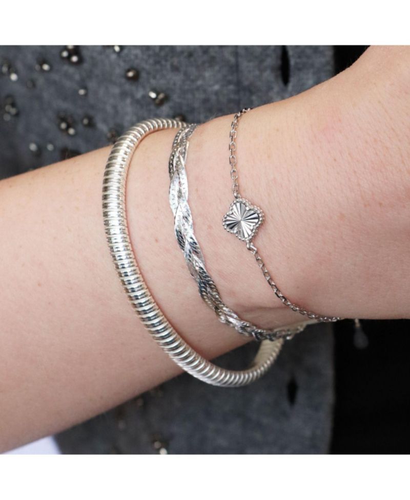 Braided Herringbone Bracelet Sterling Silver