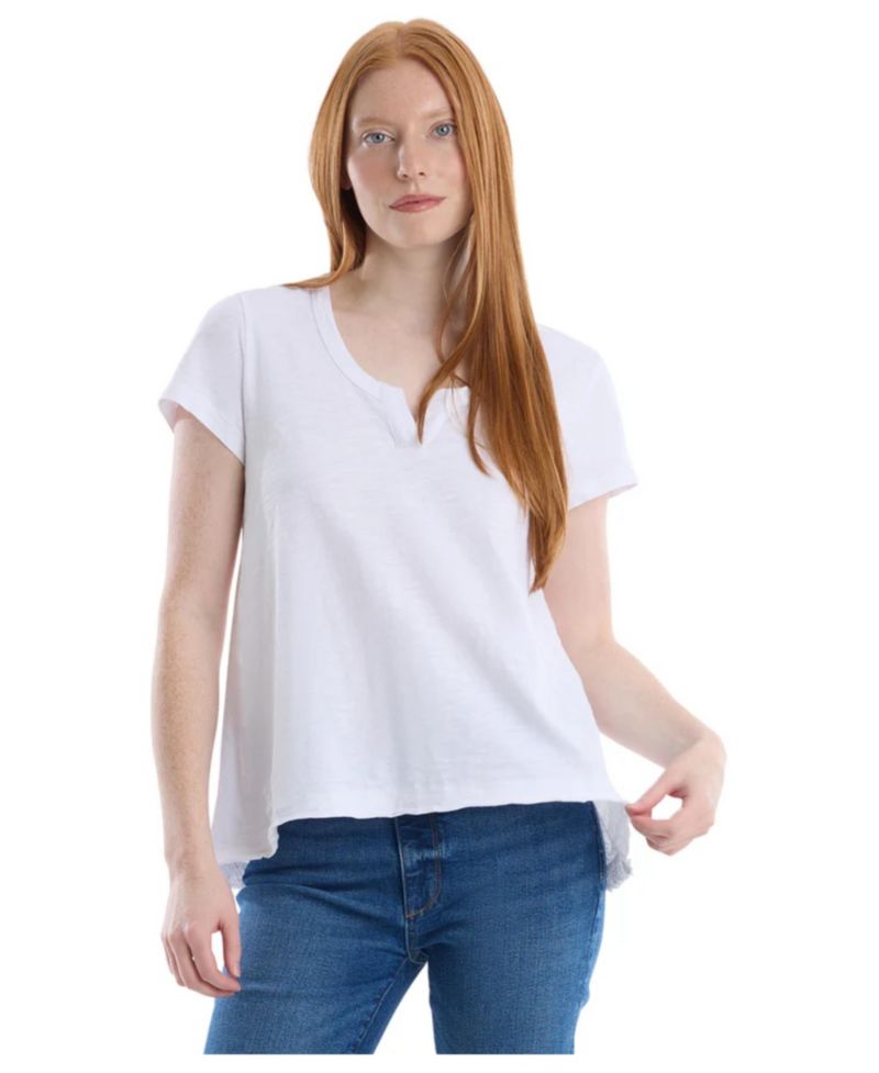 Women's Women''s Short Sleeve Placket Hi-Lo Tee