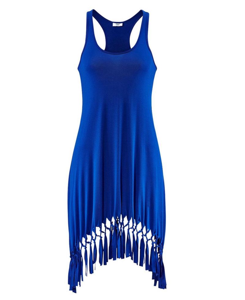 Women's Viscose Fringe Hem Beach Racerback Short Dress