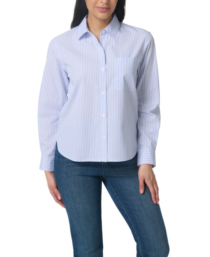 Women's Cotton Point-Collar Long-Sleeve Shirt