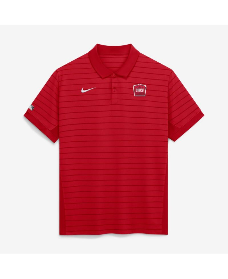 Men's Red Cincinnati Reds 2026 City Connect Authentic Collection Striped Victory Dri-FIT Polo Shirt