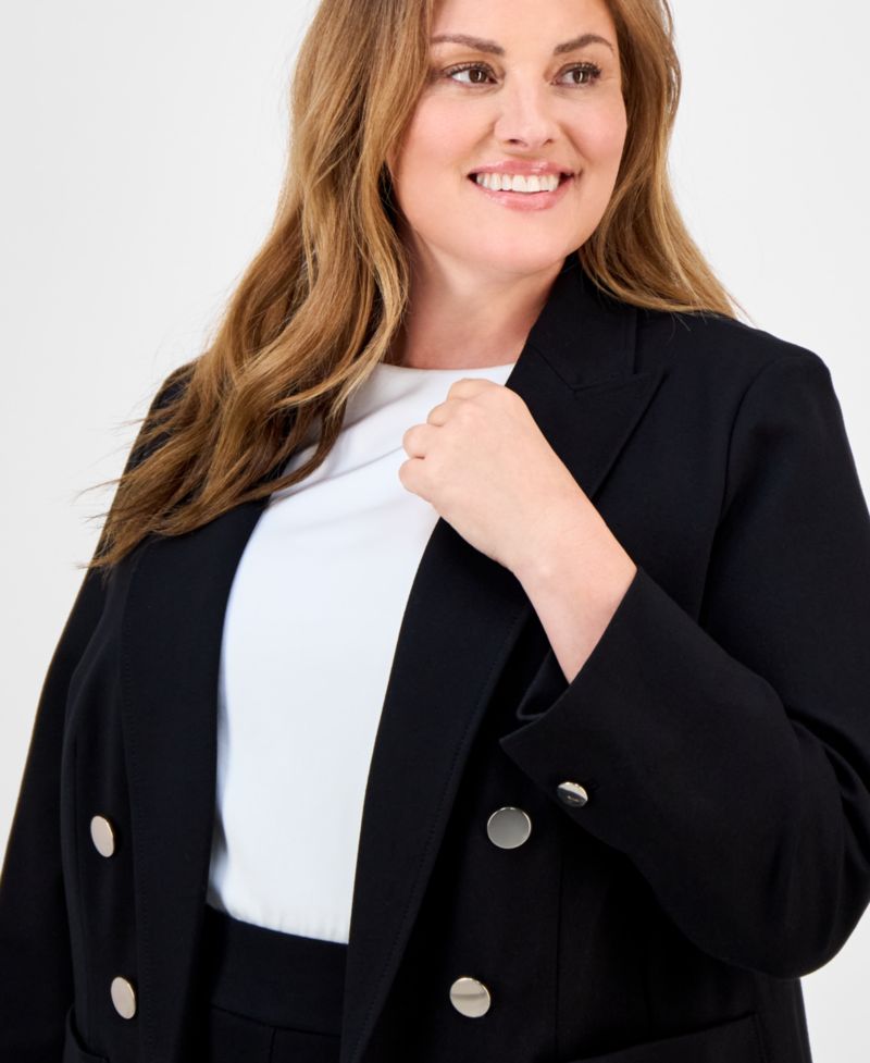 Plus Size Faux Double-Breasted Blazer