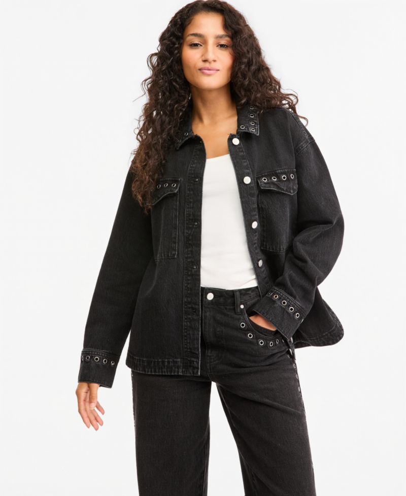 Women's Grommet Denim Jacket