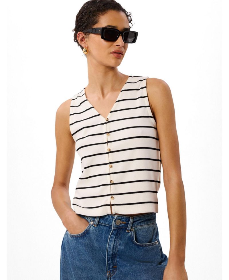 Women's Stripe Button Front Tank