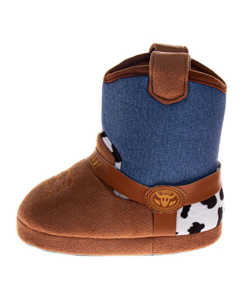 Toy Story Slippers Boys' Dual Sizes Cozy Warm Soft Plush Indoor Wear Woody & Buzz (Toddler Sizes 5-10 / Little Kid Sizes 11-12)