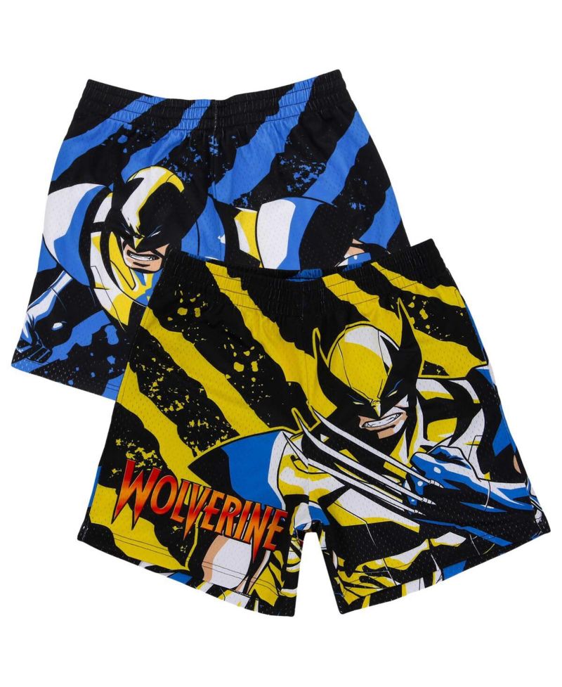 Men's Black Wolverine Comic Big Print Mesh Shorts