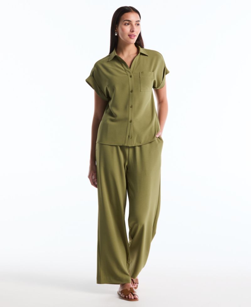 Petite Drawstring Wide-Leg Pants