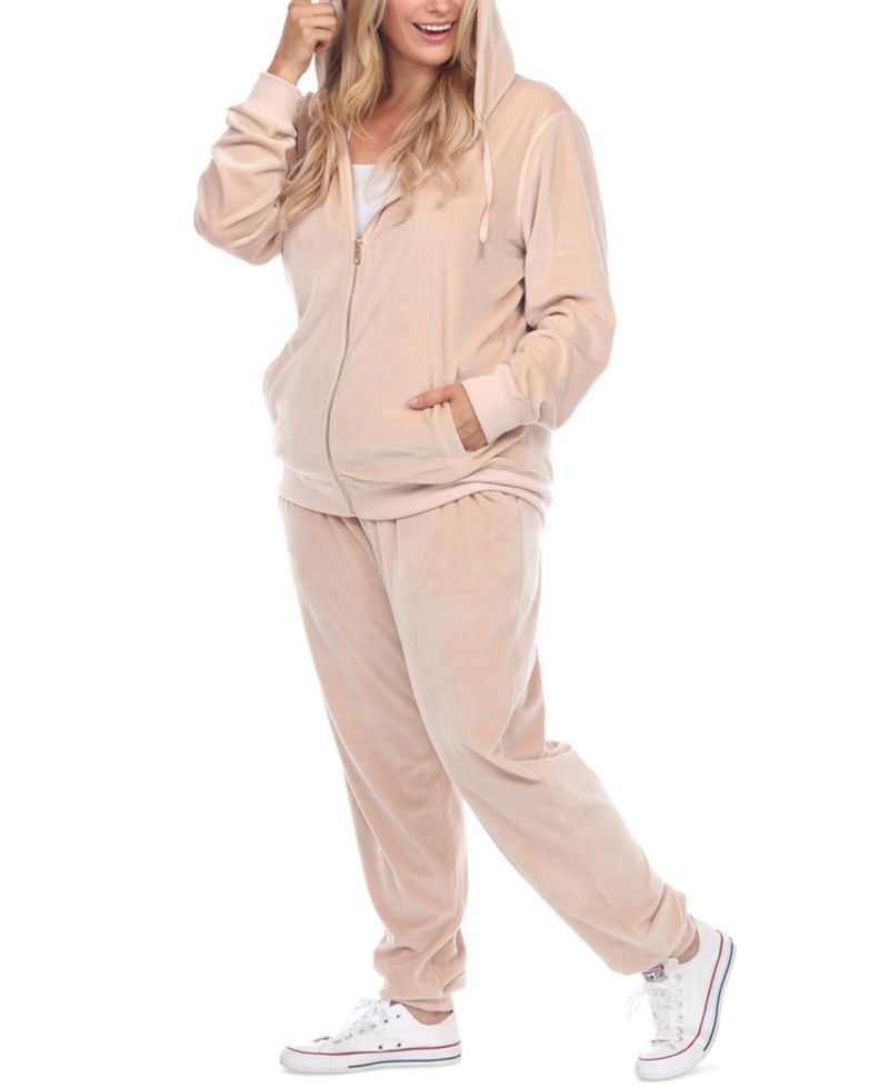 Plus Size Velour Tracksuit Loungewear 2-Piece Set