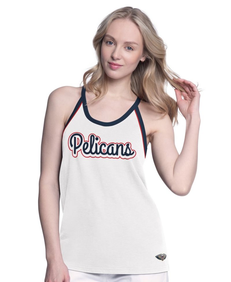 Women's White New Orleans Pelicans Curveball Racerback Scoop Neck Slub Tank Top