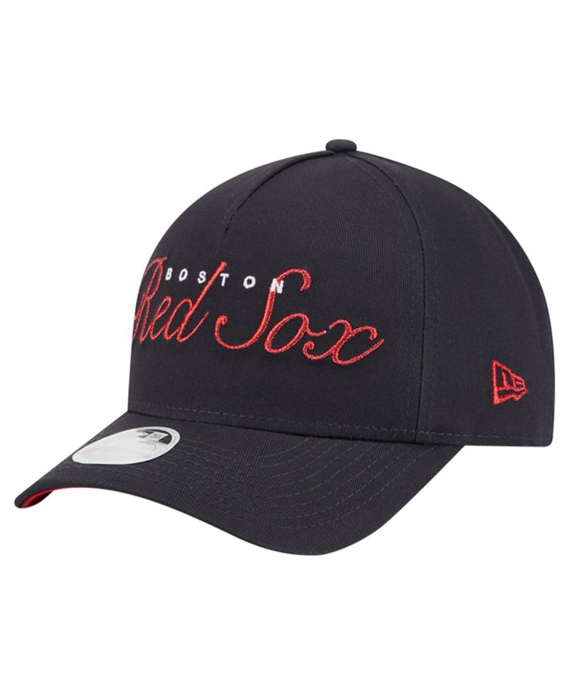 Women's Navy Boston Red Sox Metallic A-Frame 9FORTY Adjustable Hat