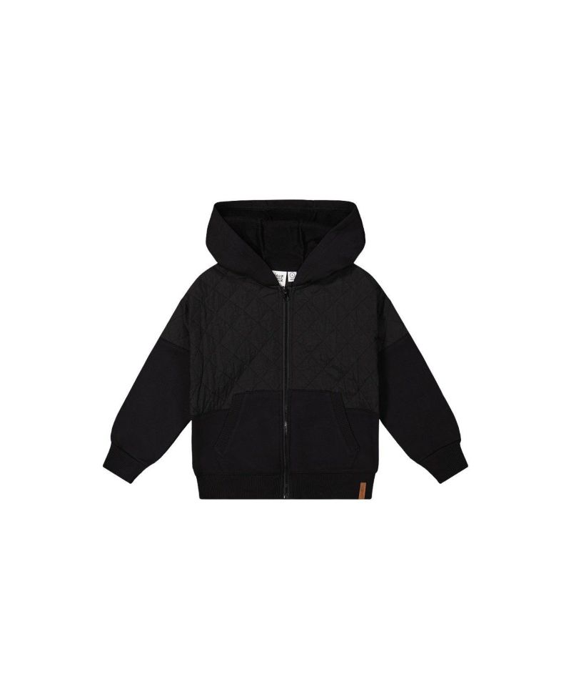 Boy's (6-12) Full Zip Hooded Bi-Material Cardigan