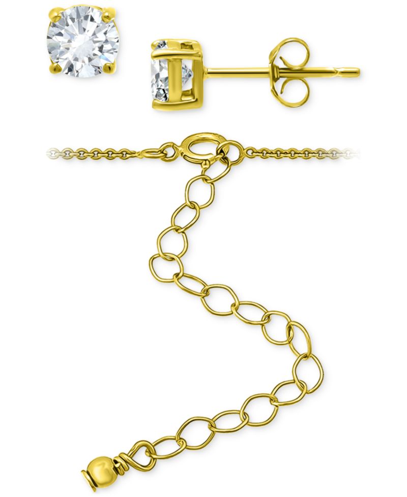 2-Pc. Set Cubic Zirconia Circle Pendant Necklace & Stud Earrings
