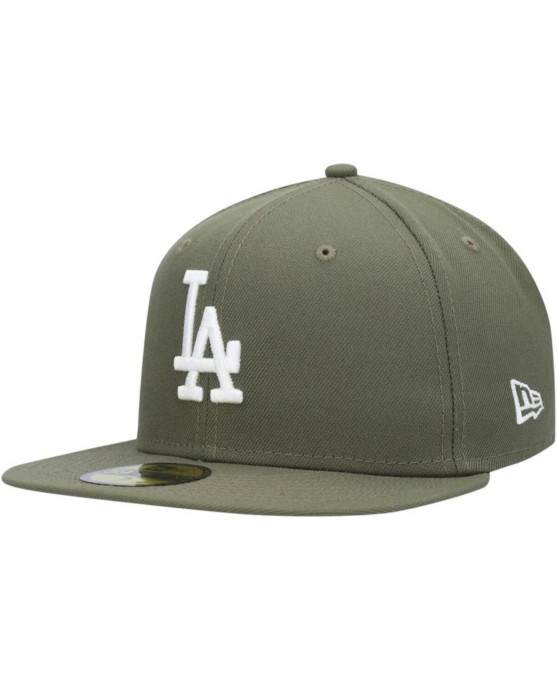 Men's Olive Los Angeles Dodgers Logo White 59FIFTY Fitted Hat
