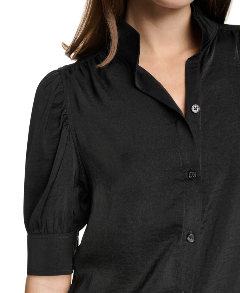 Petite Puff-Sleeve Button-Front Shirt