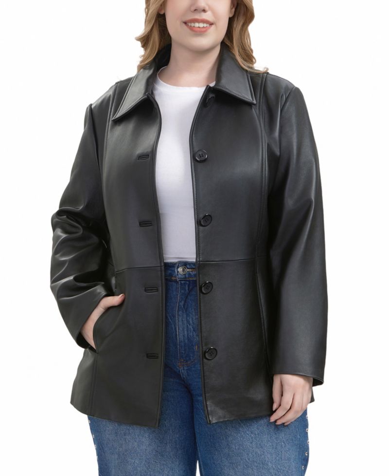 Plus Size Dana Leather Car Coat