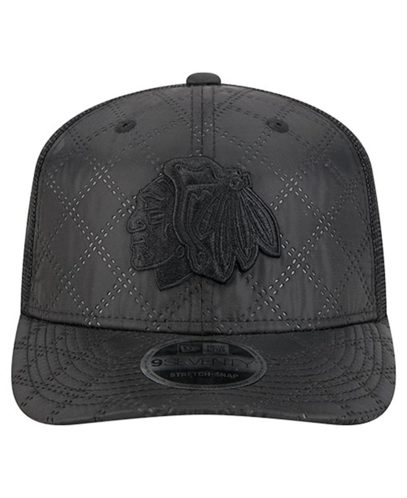 Men's Black Chicago Blackhawks Quilted 9SEVENTY Adjustable Trucker Hat