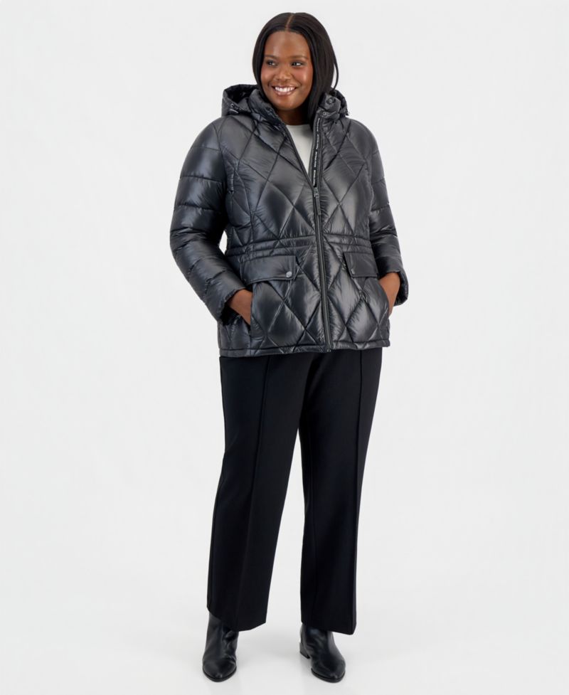 Michael Kors Plus Size Hooded Anorak Packable Puffer Coat