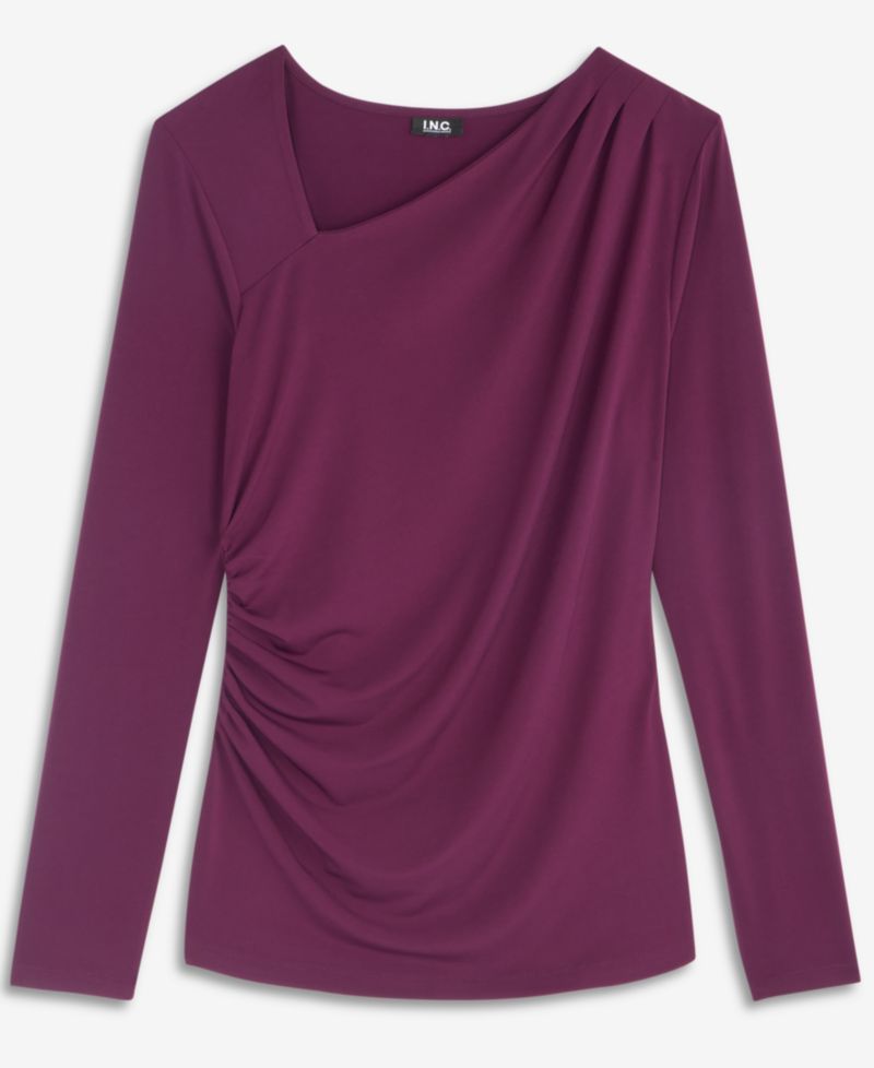 Women's Asymmetrical-Neck Long-Sleeve Top