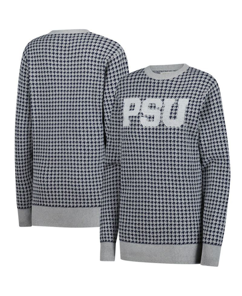 Men's and Women's Gray Penn State Nittany Lions Renew Knit Vintage Houndstooth Sweater