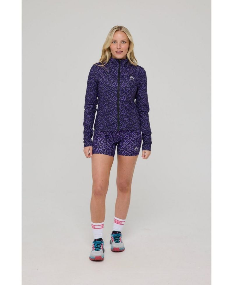 Women's Infinite Cropped Zipped Jacket - Purple Leopard