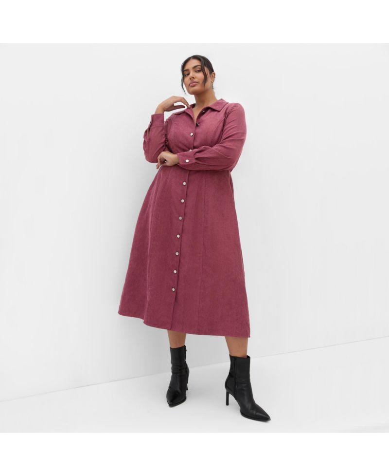 Plus Size Leia Long Sleeve Midi Dress