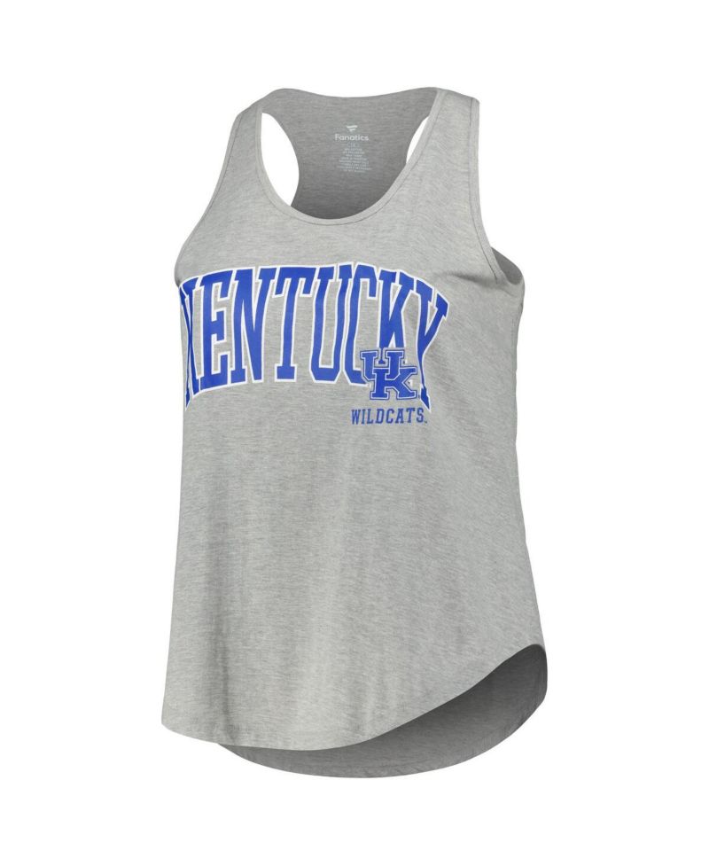 Women's Heather Gray Kentucky Wildcats Arch Logo Racerback Scoop Neck Tank Top