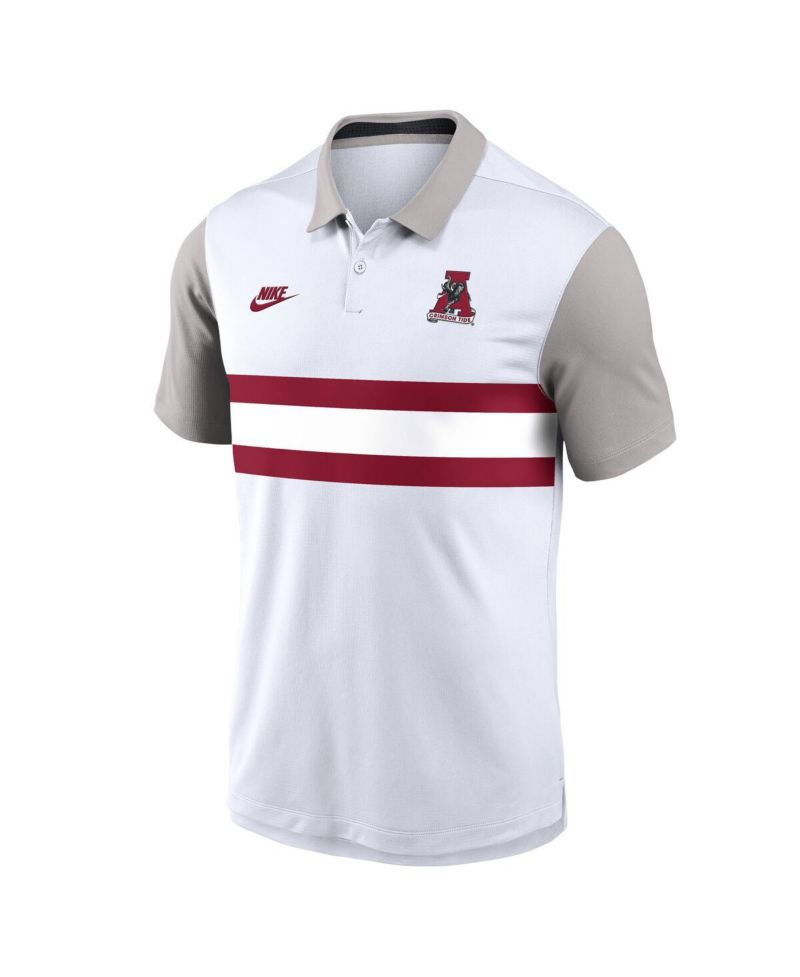 Men's White/Gray Alabama Crimson Tide Athletic Prep Legacy Logo Vapor Performance Polo Shirt