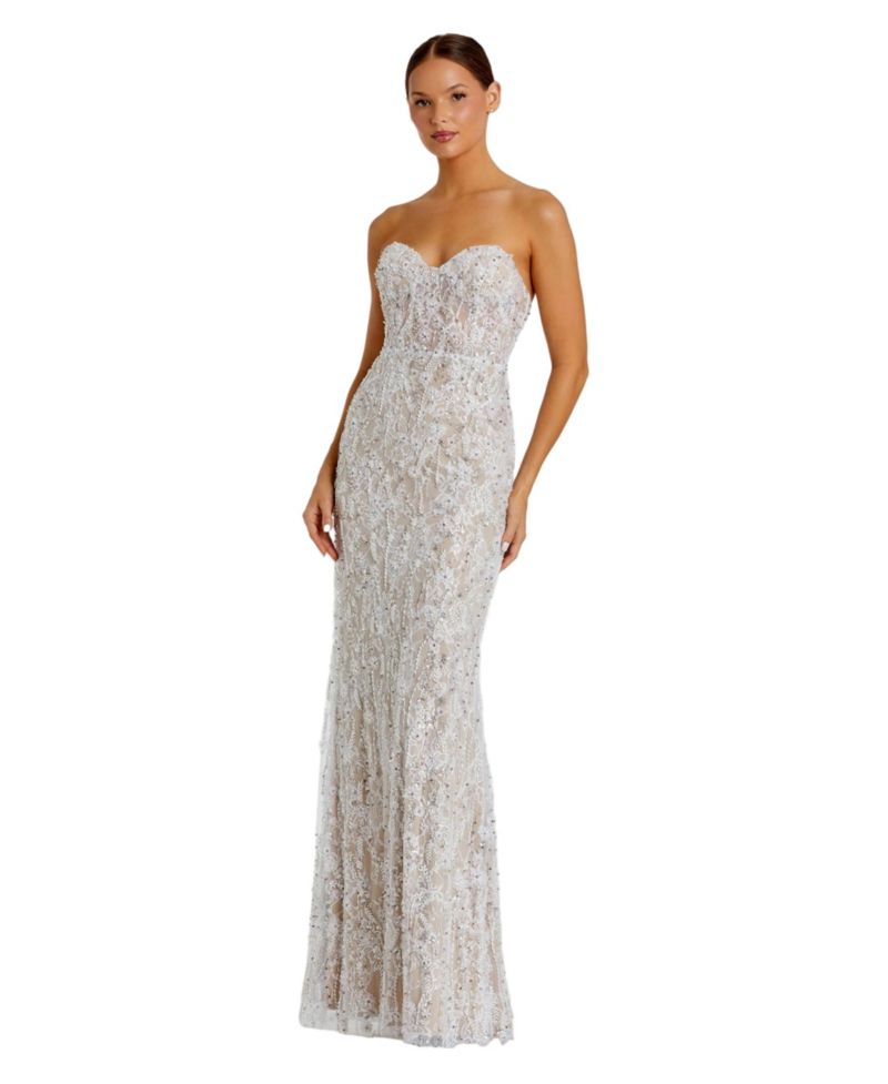 Women's Strapless Sweetheart Beaded Gown