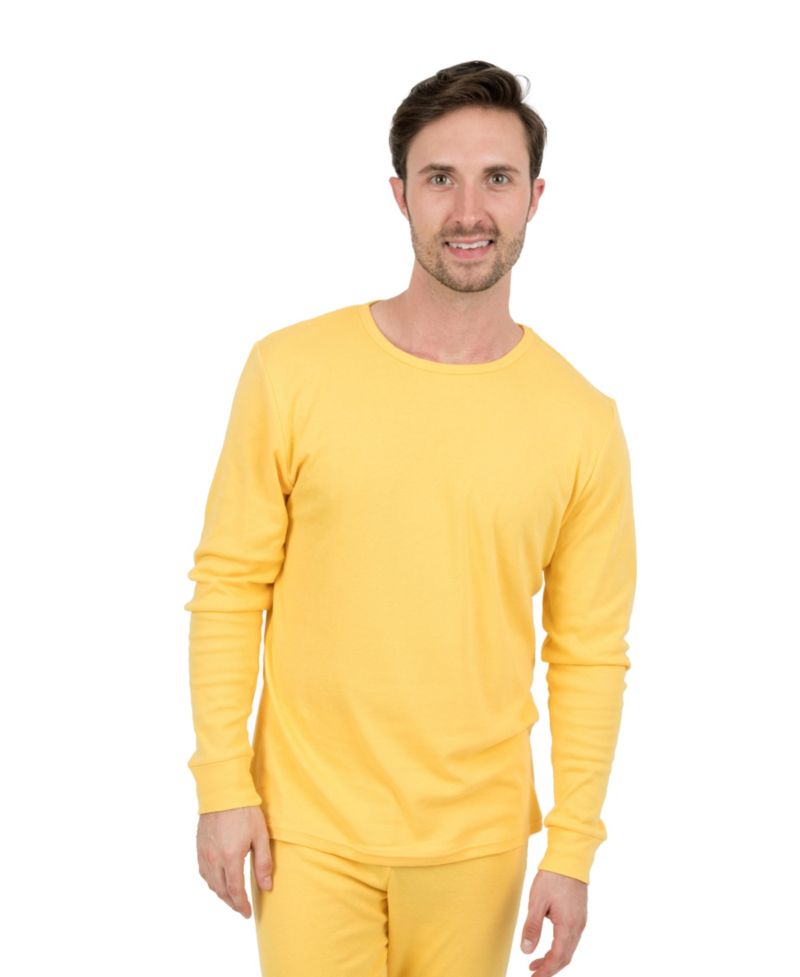 Mens Matching Family Two Piece Cotton Long Sleeve Shirt and Pants Solid Color Pajamas