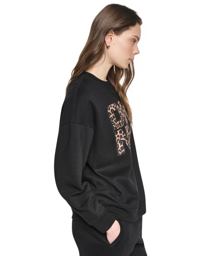 Women's Stacked Puff Outline Graphic Crewneck Pullover Sweatshirt