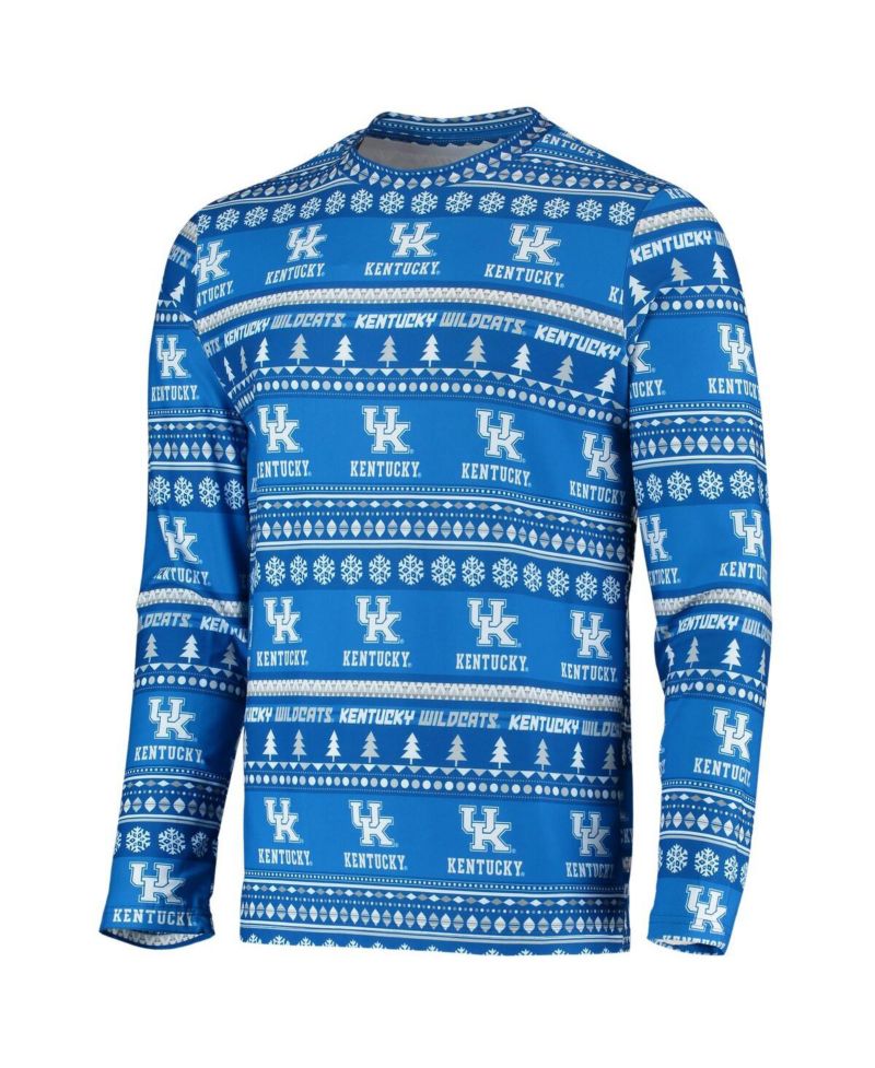 Men's Royal Kentucky Wildcats Ugly Sweater Knit Long Sleeve Top and Pant Set