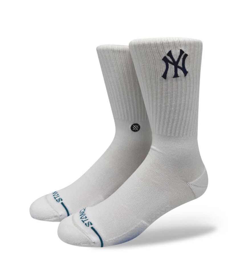 Men's and Women's New York Yankees White Crested Knit Crew Socks