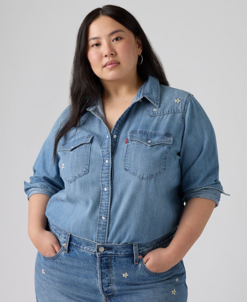 Trendy Plus Size Essential Western Cotton Shirt