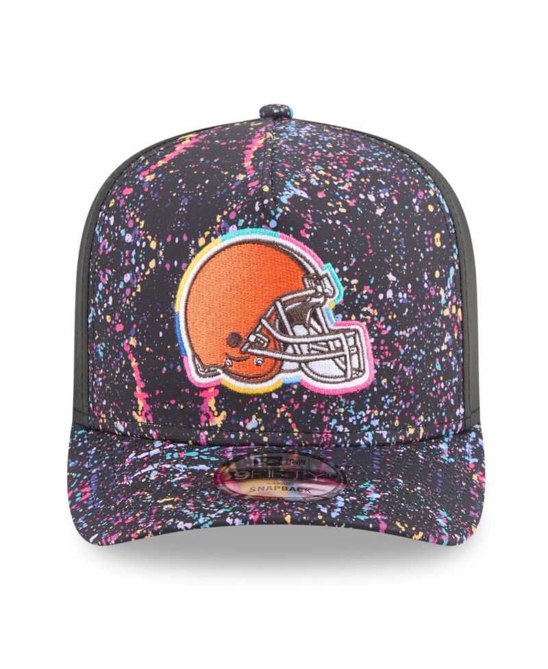 Men's Black Cleveland Browns 2025 NFL Crucial Catch A-Frame 9FIFTY Snapback Hat