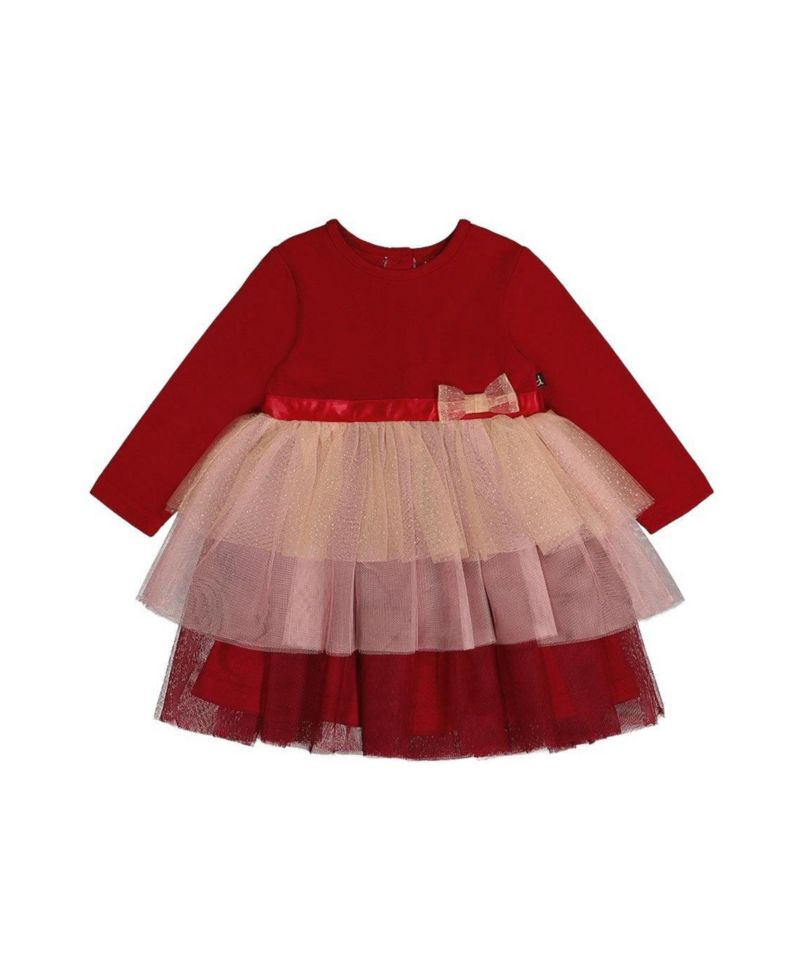 Little Girls (6-8) Bi-Material Dress with Glittering Skirt