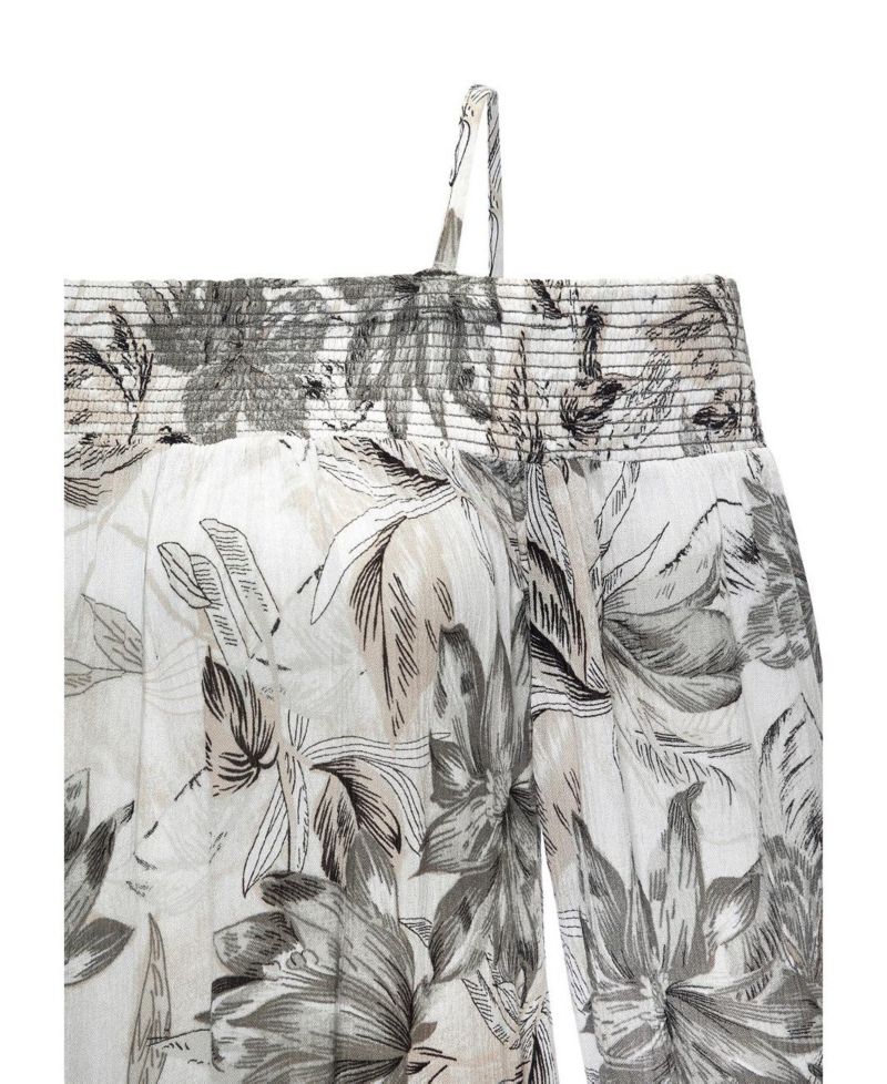 Women's Viscose Printed Off Shoulder Smocked Short Dress