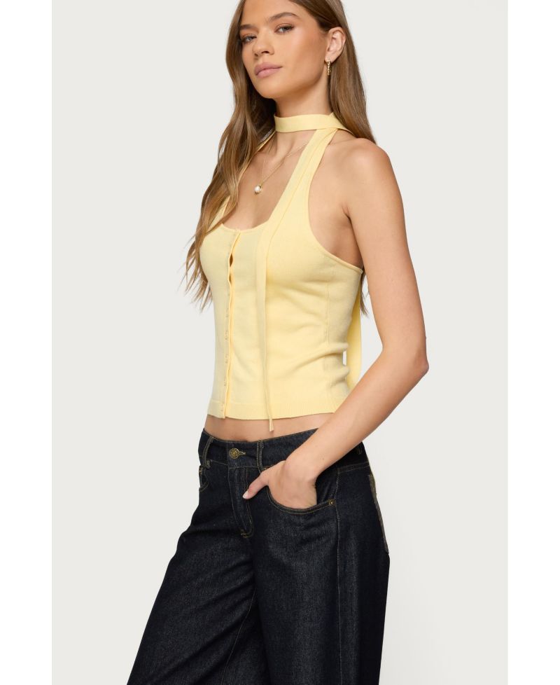 Womens Two Piece Knit Halter Top