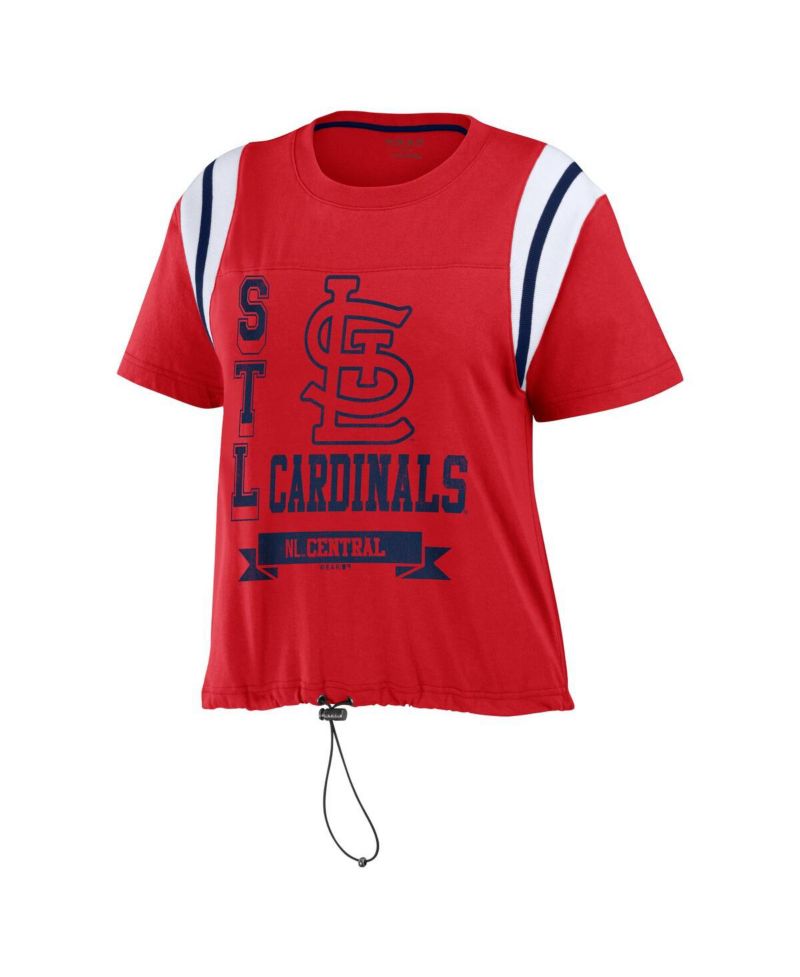 Women's Red Distressed St. Louis Cardinals Cinched Colorblock T-shirt