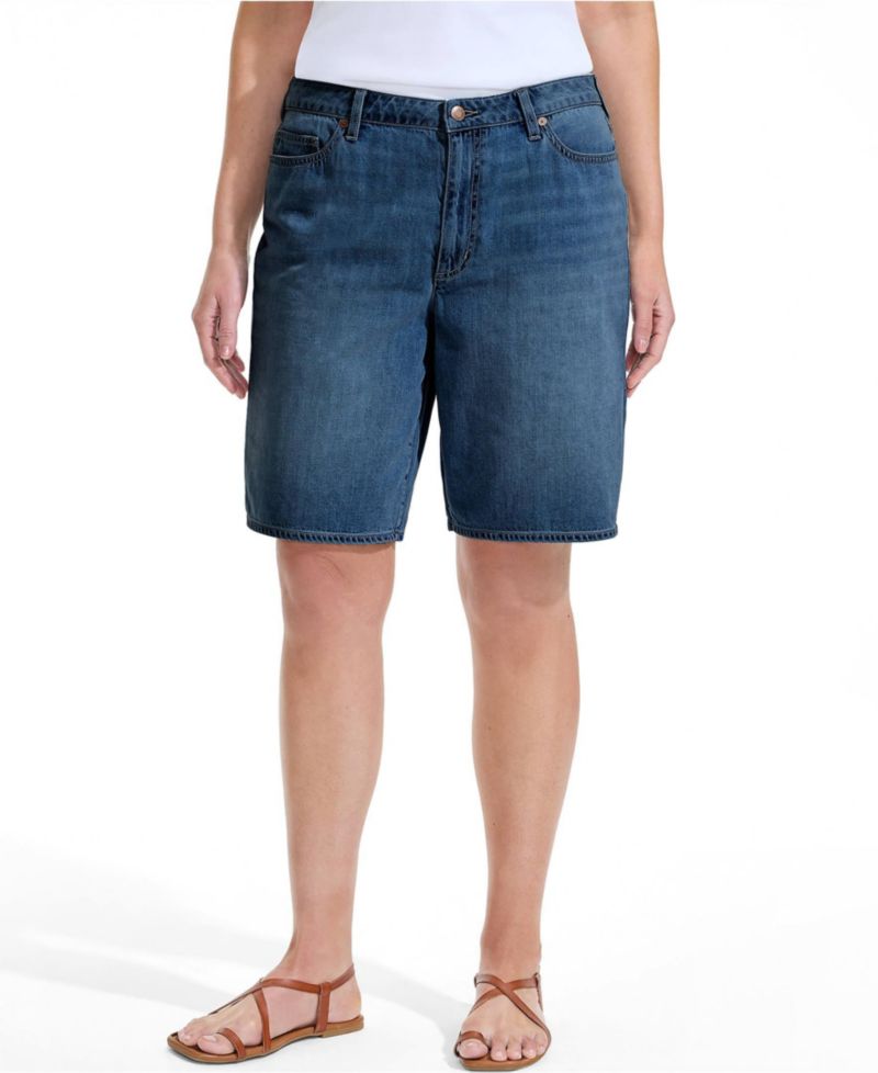Women's Lightweight Mid-Rise Denim Shorts, 10" Inseam