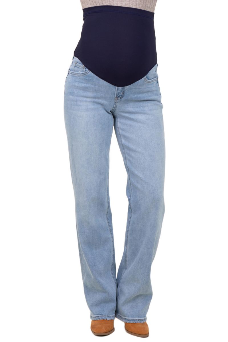 Women's Light Blue Washed Relaxed Straight Leg Jeans